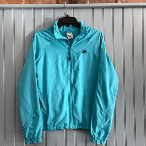 Adidas Blue Windbreaker Jacket M with Black Logo